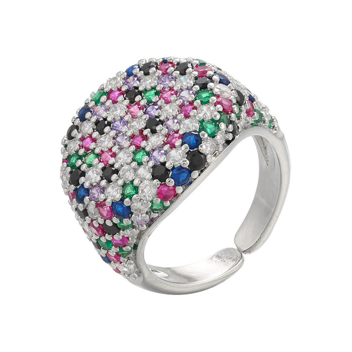 Wholesale Adjustable circular full diamond ring with adjustable opening