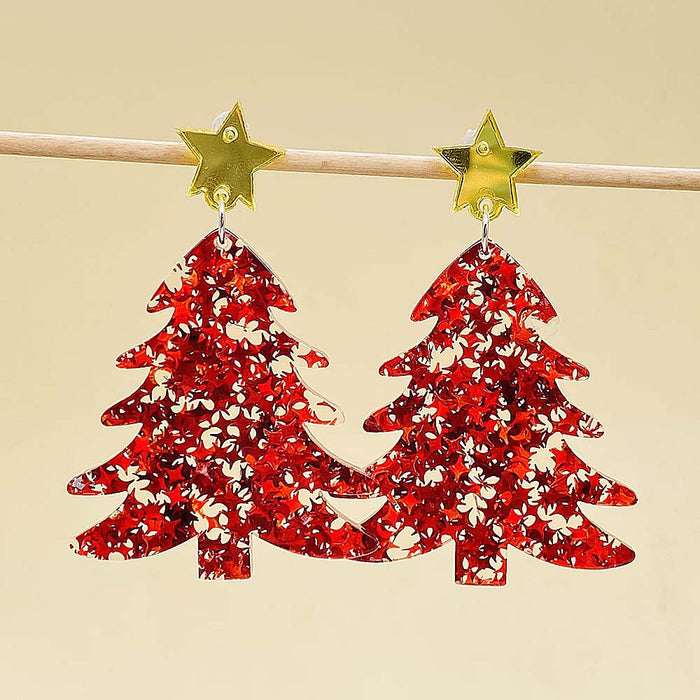 Wholesale Christmas lights,  red plaid acrylic earrings