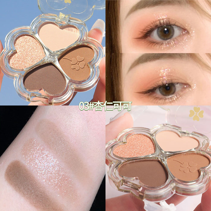 Wholesale Lucky Four Leaf Grass Eye Shadow Dish Shiny Pearl Matte Earth Color Daily Eye Shadow Quad Affordable Makeup JDC-EY-SE001