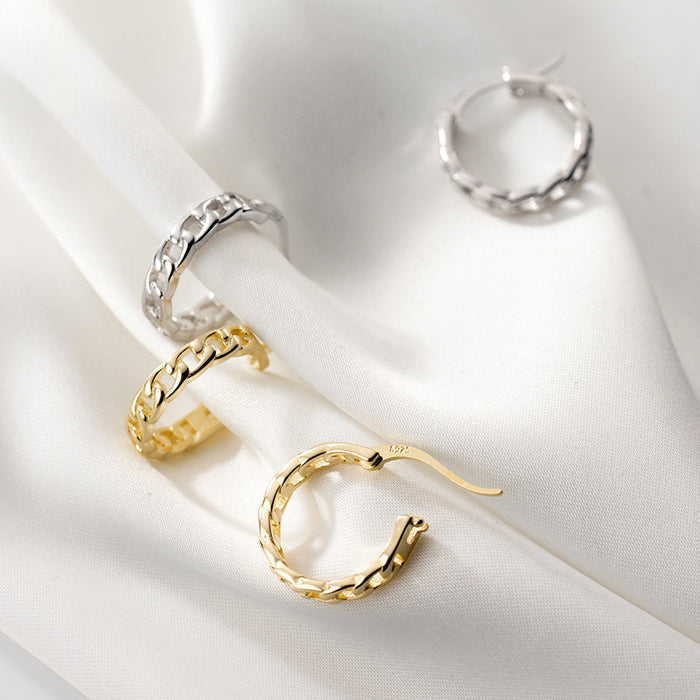 Wholesale Simple chain earrings with fashionable hollow out circular woven earrings, luxurious and high-end earrings