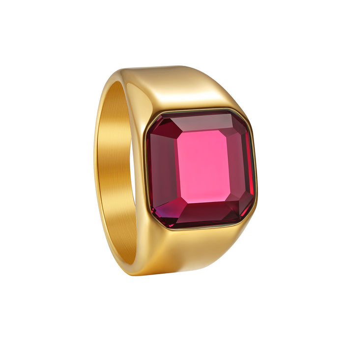 Wholesale Titanium Steel Electroplated Men' s Ring with Multi-Color Stones - Boutique Resale