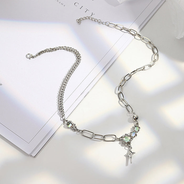 Wholesale Moonlight cross necklace, light luxury starry necklace, collarbone chain accessory