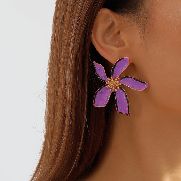 Wholesale Alloy Drop Oil Flower Polka Dot Earrings JDC-ES-QianDi028