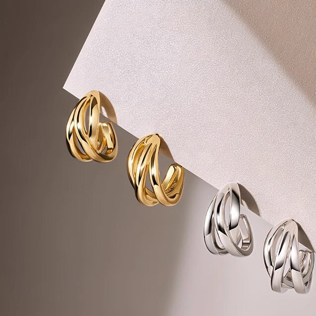 Wholesale Earrings wrapped with wavy lines and earrings, niche design, high-end feel, light luxury
