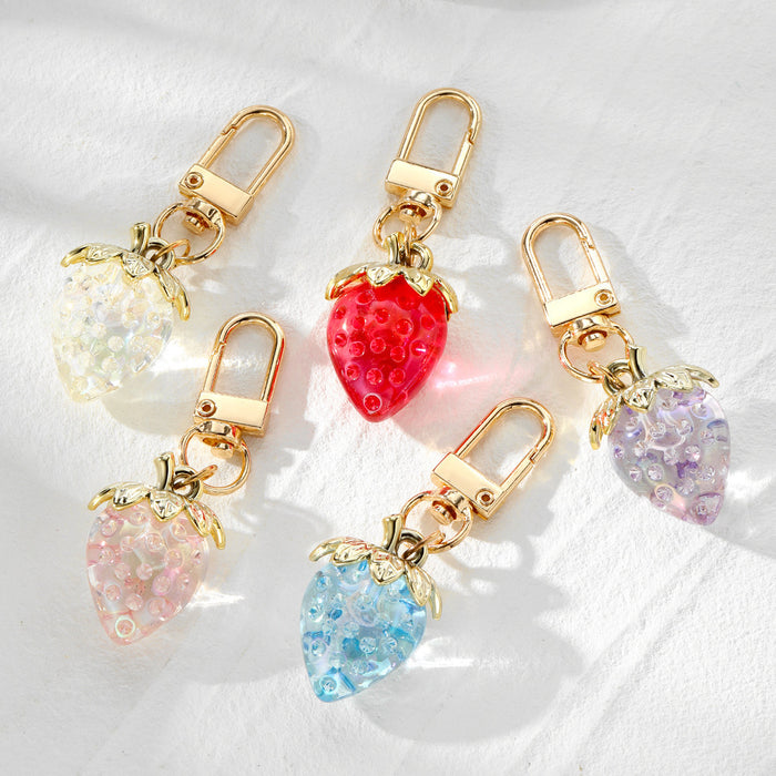 Wholesale Strawberry Heart Shape Alloy Keychain JDC-KC-JinY006