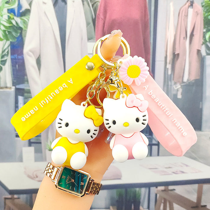 Wholesale  Cat Keychain Cute Cartoon Bag Pendant Push  Keychain Car Keychain