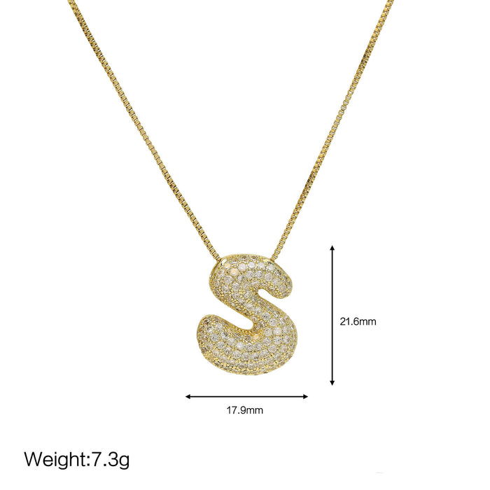 Wholesale 18k Brass Zircon 6 English Letters Pendant Necklace JDC-NE-BaiYi012