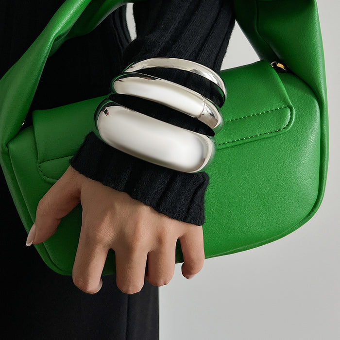 Wholesale Fashion metal landscape bracelet set with exaggerated female personality and wide threaded bracelet