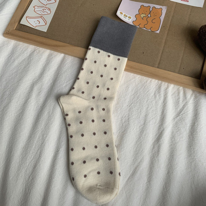 Wholesale Mid length socks with personalized daily contrasting colors, retro style socks