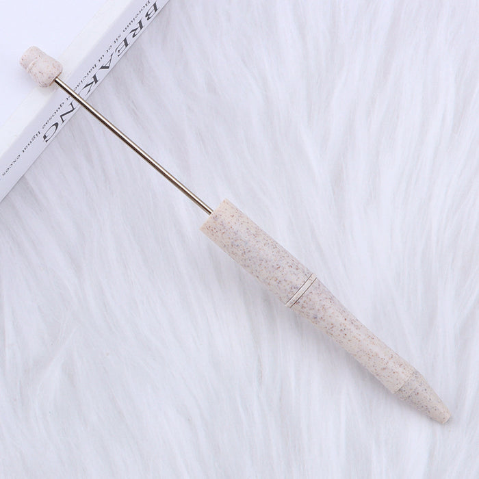 Wholesale Wheat Straw Material Plastic Bead Pen JDC-PN-JinBaiNian001