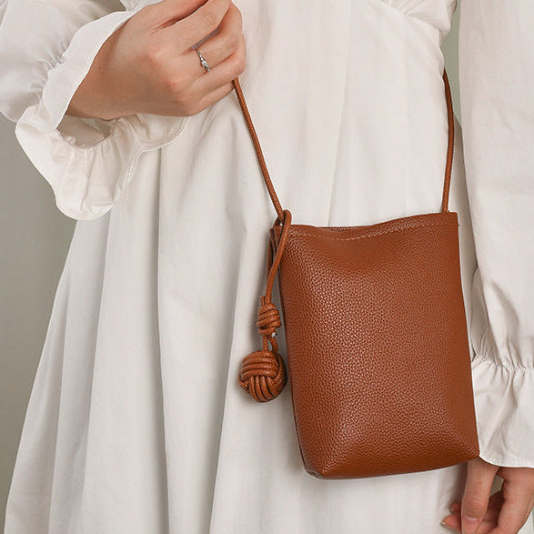 Wholesale PU Round Phone Bag Crossbody with Chinese Knot Design Retro Style Trendy