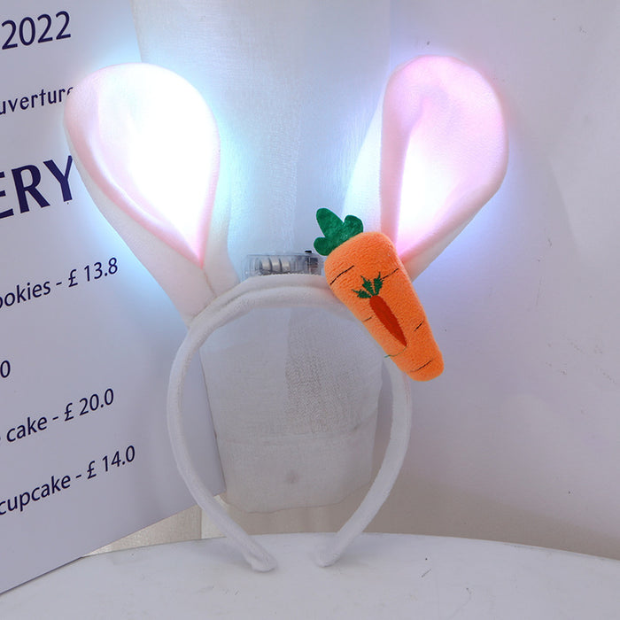 Wholesale 12PCS Plastic LED Carrot Cartoon Rabbit Ear Glow Hair Hoop JDC-HD-MeiY008