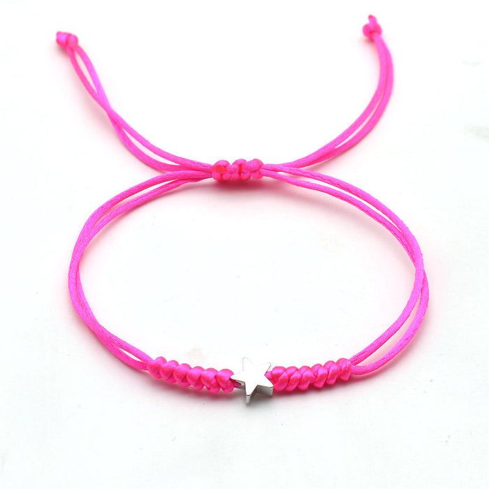 Wholesale Silver Five-pointed Star Bracelet Hand-woven Red Rope Bracelet JDC-BT-SX018