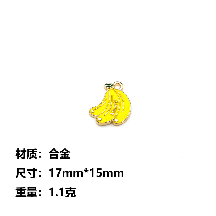 Wholesale 10pcs Cute Cartoon Fruit Letter DIY Alloy Oil Dropping Earrings Pendant Keychain Pendant Hand Rope Jewelry Accessories