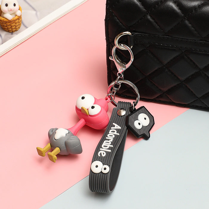 Wholesale Creative Cartoon Three-dimensional Doll Ostrich Silicone Keychain JDC-KC-BenX005