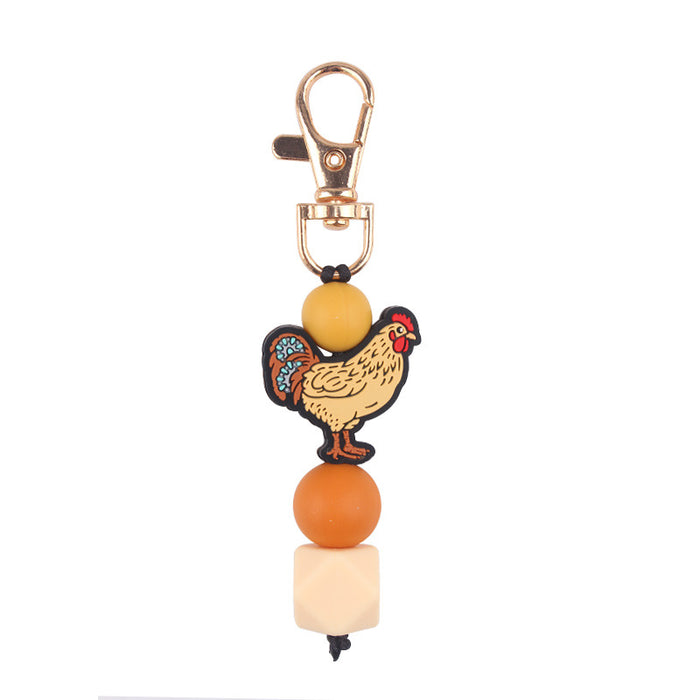 Wholesale Creative Cartoon Pendant  Silicone Beaded Keychain