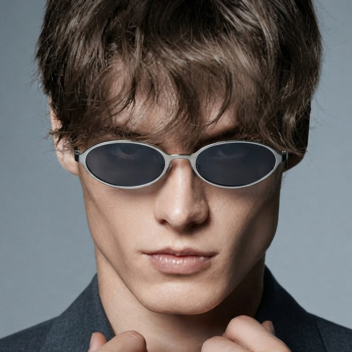Wholesale Trendy Retro Oval Metal Sunglasses with Gold Frame and Gray Lenses Fashion Accessory