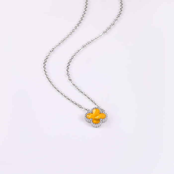 Wholesale Stainless Steel Double-Sided Gold-Plated Four-Leaf Clover Necklace