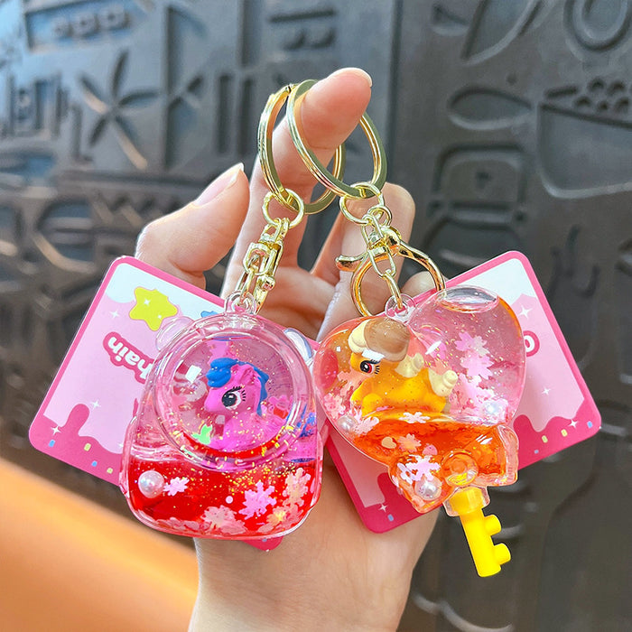Wholesale Liquid-Filled Unicorn Quicksand Keychain