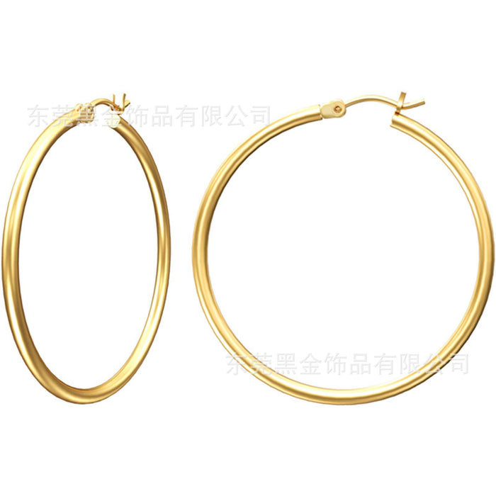 Wholesale Stainless Steel Large Round Wire Earrings JDC-ES-HeiJ001