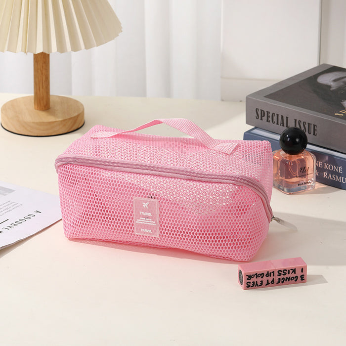 Wholesale Chic Mesh Cosmetic Bag Travel Multipurpose Organizer Handbag For Cosmetics Storage
