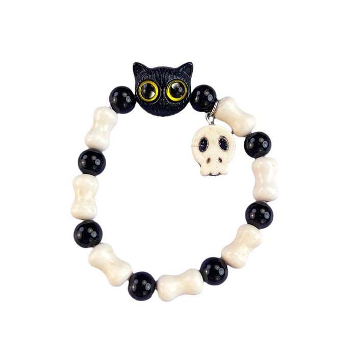 Wholesale Cat ceramic woven rope bracelet with niche design and colorful tassel bracelet accessories