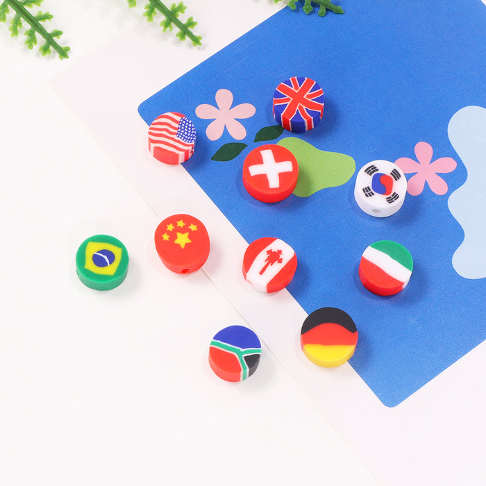 Wholesale 100PCS Polymer Clay Randomly Mixed Flag Series Loose Beads JDC-BDS-LiuXia020