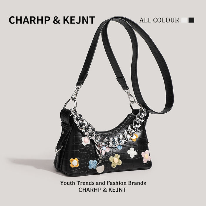 Wholesale Popular flower style stick bag, high-end texture, niche underarm crossbody bag