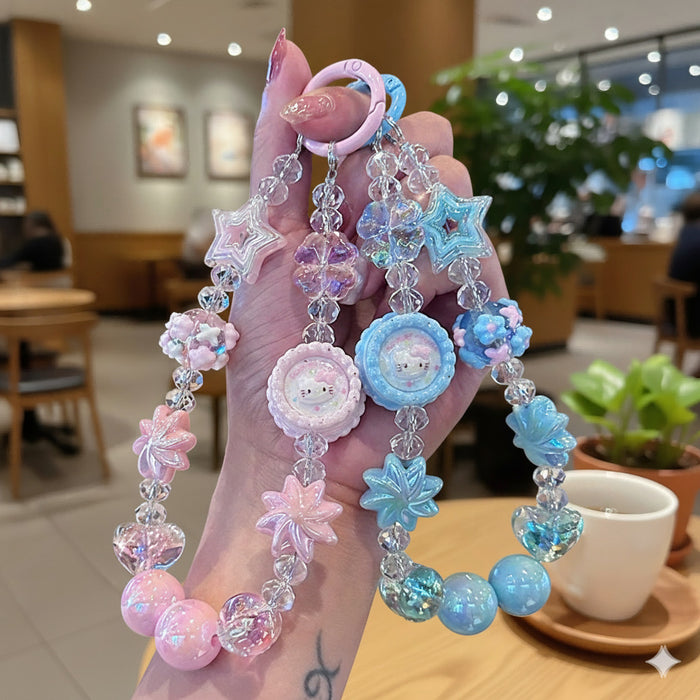 Wholesale Cartoon Cat Bowknot Short Beaded Keychain