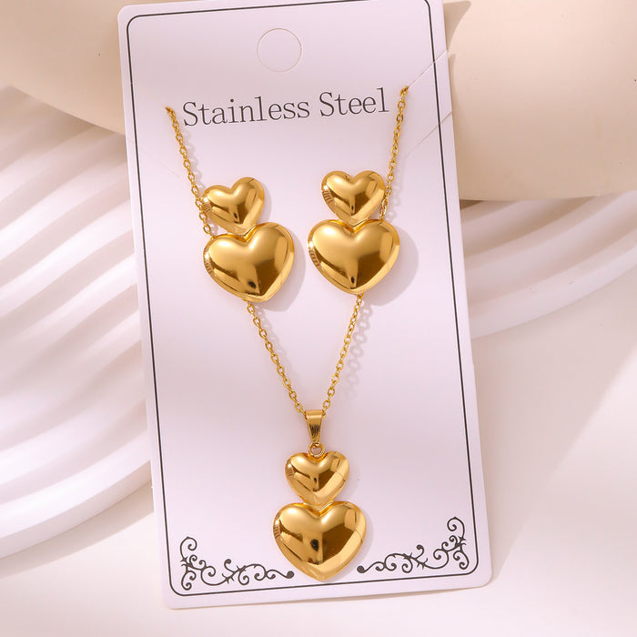 Wholesale RetroEarrings Necklace Stainless Steel Gold-Plated Jewelry
