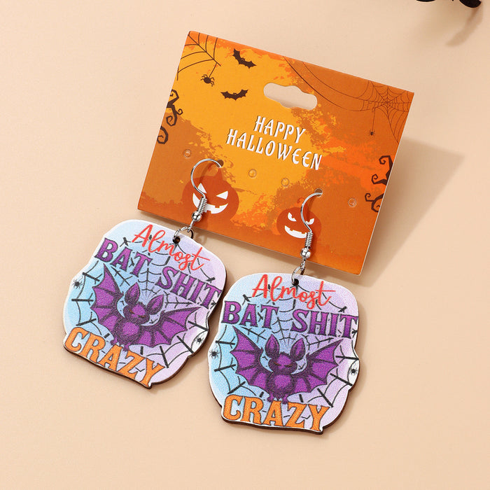 Wholesale  Earrings Ghost Bat Pumpkin Skull  Holiday Party Wooden Earrings