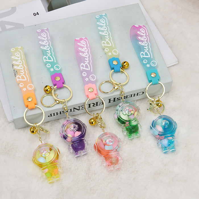 Wholesale Acrylic oil bottle candy Bean astronaut keychain