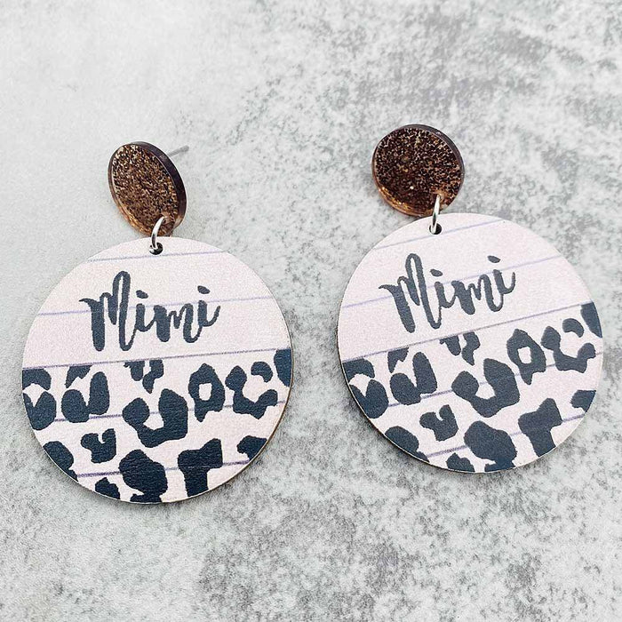 Wholesale wooden earrings round wood grain shape Mother's Day earrings for women