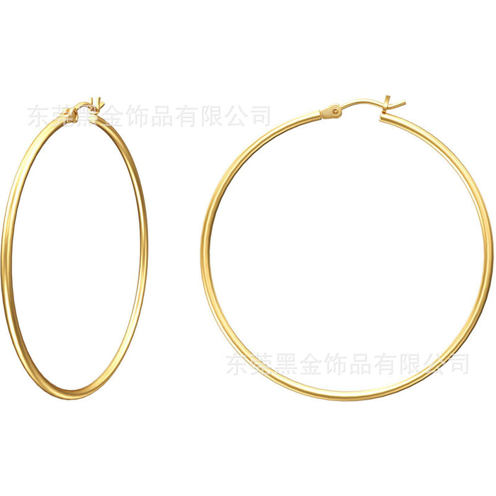 Wholesale Stainless Steel Large Round Wire Earrings JDC-ES-HeiJ001