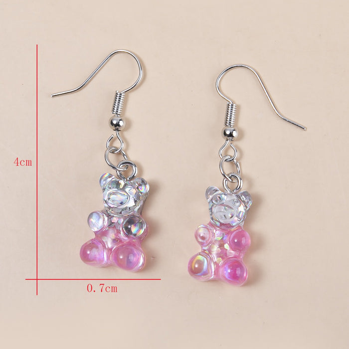 Wholesale Resin Candy Color Cartoon Bear Earrings JDC-ES-JinY002