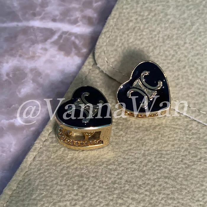 Wholesale Double-sided heart-shaped diamond earrings