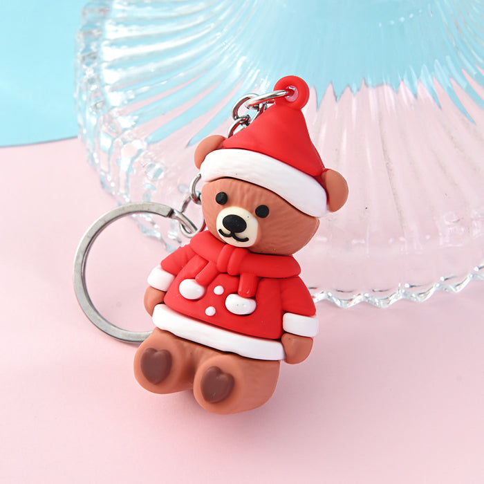 Wholesale 10PCS PVC Christmas Tree Snowman Doll Keychain JDC-KC-AQing011