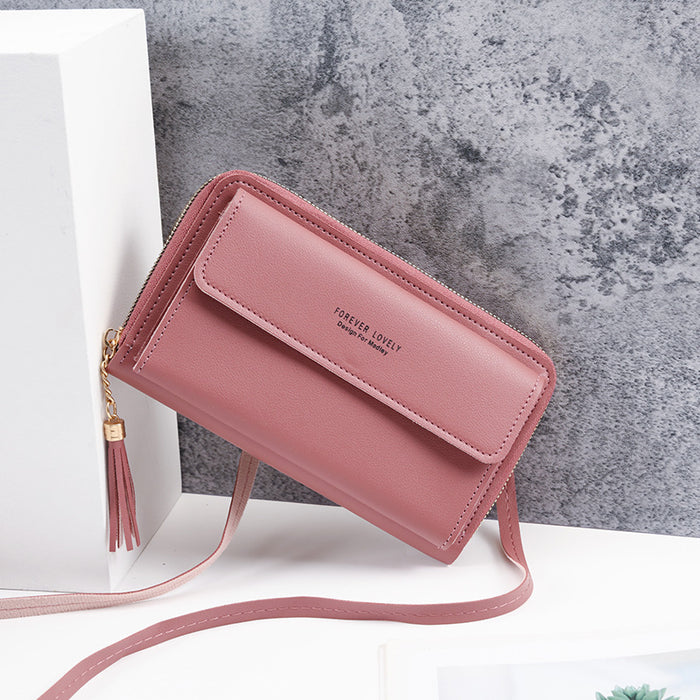 Wholesale PU Crossbody Bag with Tassel Light Pink Women' s Phone Bag Everyday Fashion Accessory MOQ≥3
