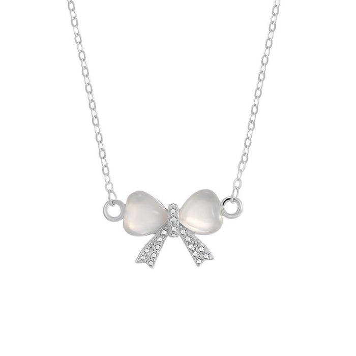 Wholesale Sweet Bow Necklace Opal Clavicle Chain for Girlfriend