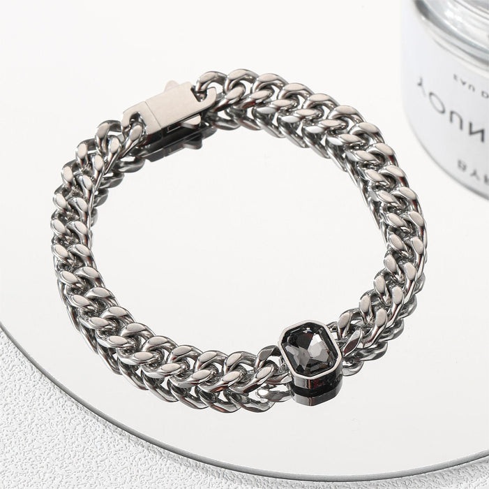 Wholesale Titanium Steel Cuban Gray Diamond Bracelet JDC-BT-CAJB002