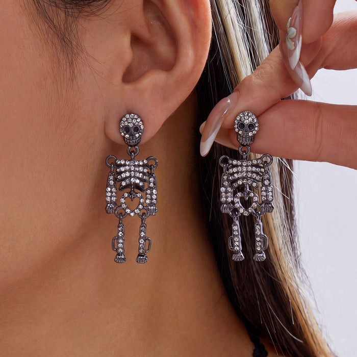 Wholesale Skeleton Skull Earrings Alloy Silver Plated Fashion Accessory