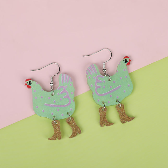 Wholesale Cartoon colorful hen-shaped acrylic earrings