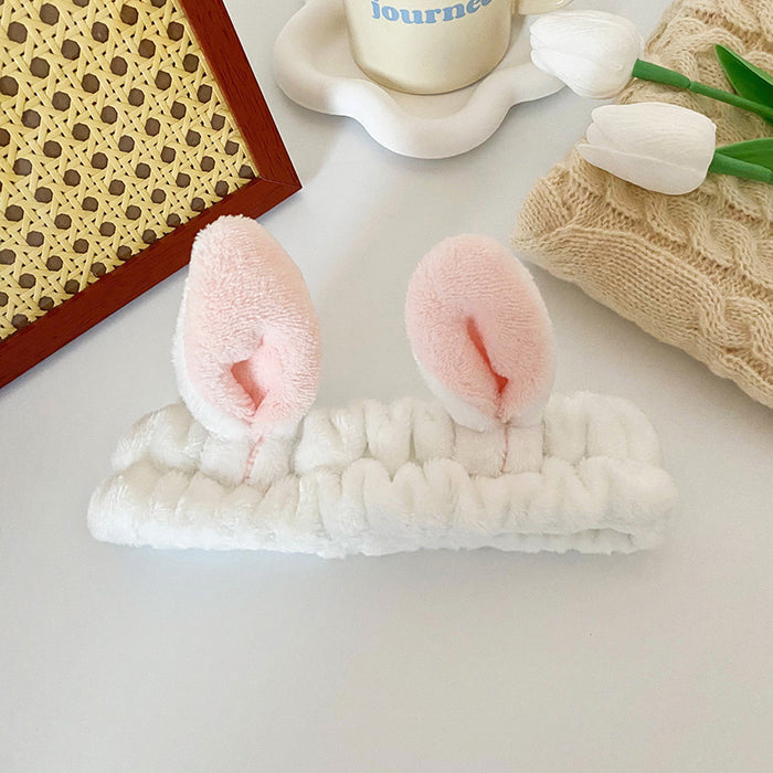Wholesale Cute Rabbit Ear Headband for Women Face Wash and Beauty Headband Hair Accessories Flannel Headwear Factory