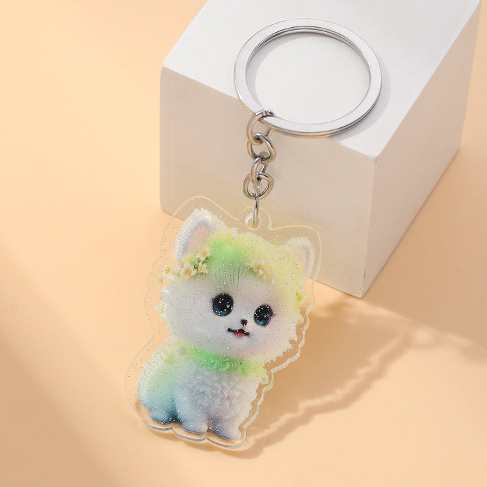 Wholesale Acrylic Glitter Puppy Keychain JDC-KC-RongRui005