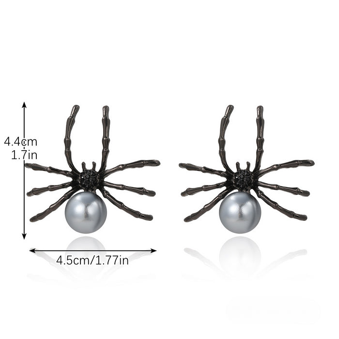 Wholesale Skull Dark Diamond Alloy Pumpkin Spider Halloween Earrings Set JDC-ES-ShuangN002