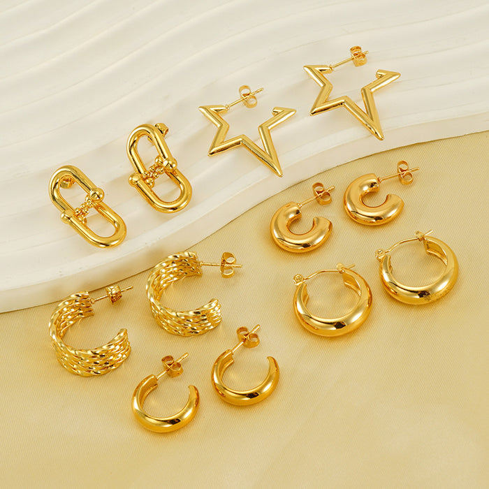 Wholesale Stainless Steel Five-pointed Star Earrings JDC-ES-ZhongYao002