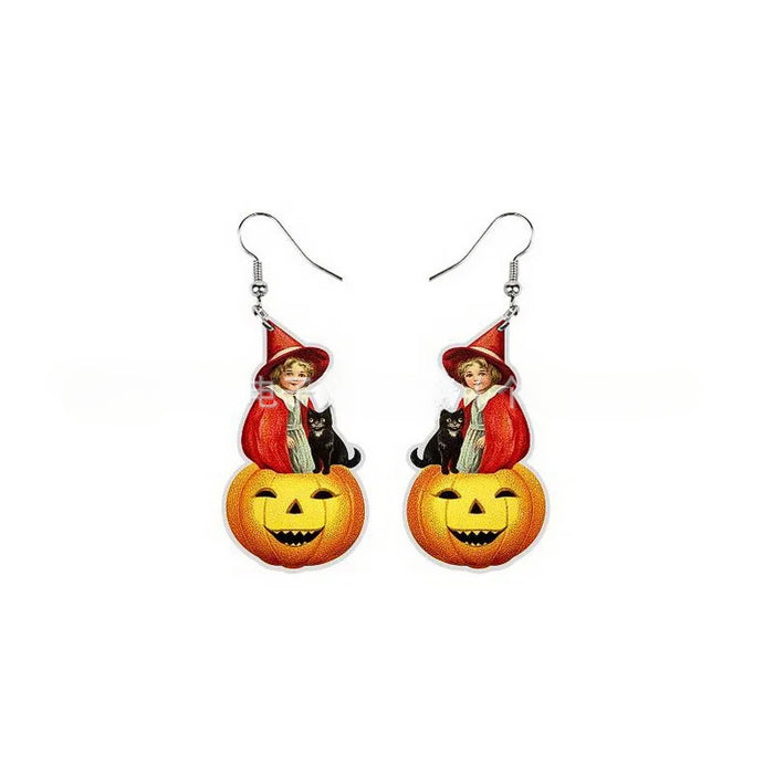 Wholesale Acrylic Halloween Pumpkin Earrings JDC-ES-Zhanh001