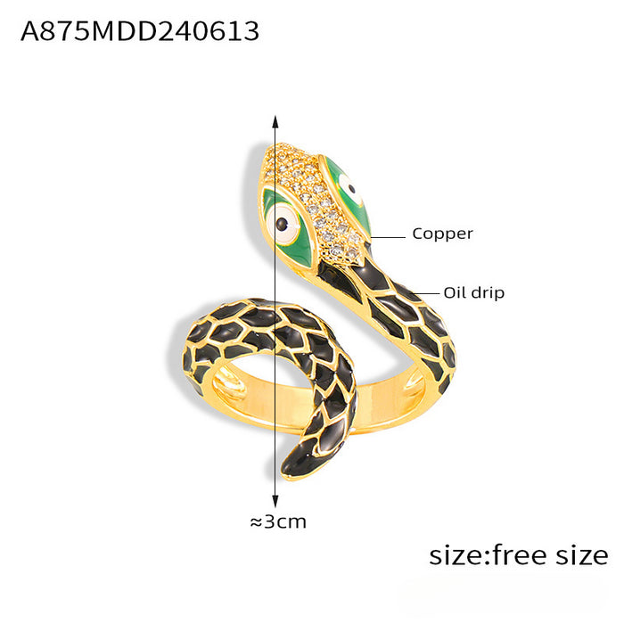 Wholesale Snake Shape Glazed Copper Material Open Ring JDC-RS-MiLi001