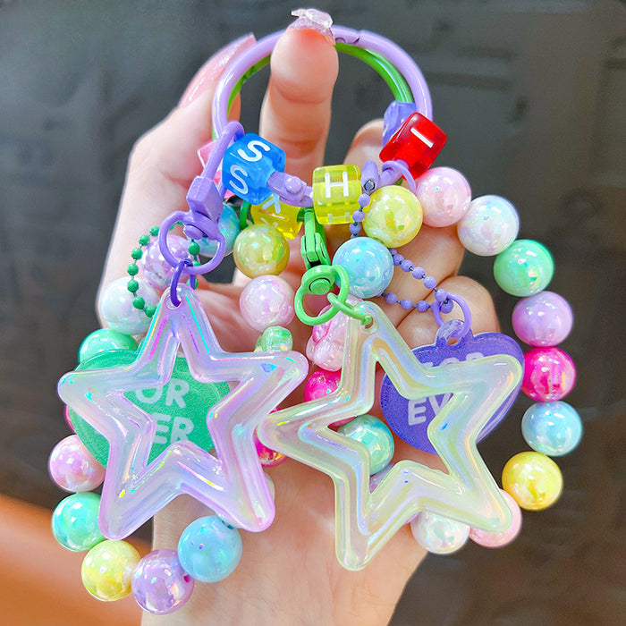 Wholesale Acrylic Cartoon Beaded Five-pointed Star Keychain JDC-KC-YanG066