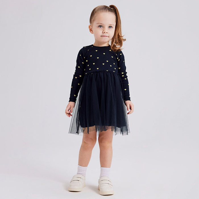 Wholesale Long Sleeve Mesh Dress Cartoon Print Children's Cotton Princess Dress JDC-CTS-BST028